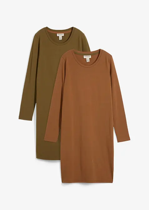 Abito in jersey di cotone elasticizzato (pacco da 2), bonprix