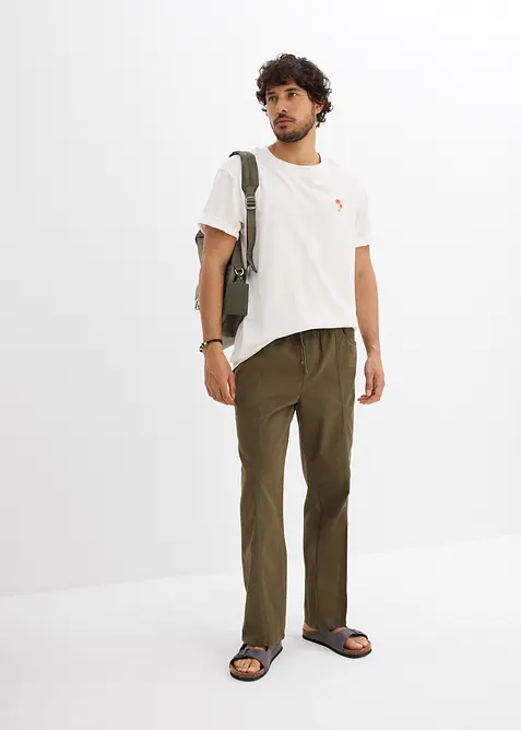 Pantaloni classic fit con elastico in vita in cotone leggero, straight, bonprix