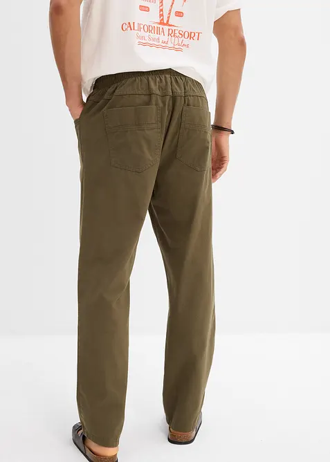 Pantaloni classic fit con elastico in vita in cotone leggero, straight, bonprix