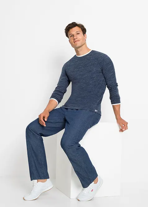 Pantaloni classic fit con elastico in vita in cotone leggero, straight, bonprix