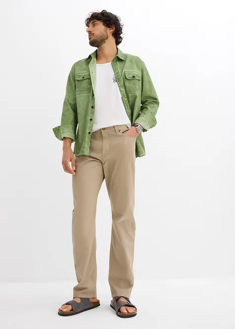 Pantaloni regular fit in twill di puro cotone, straight, bonprix