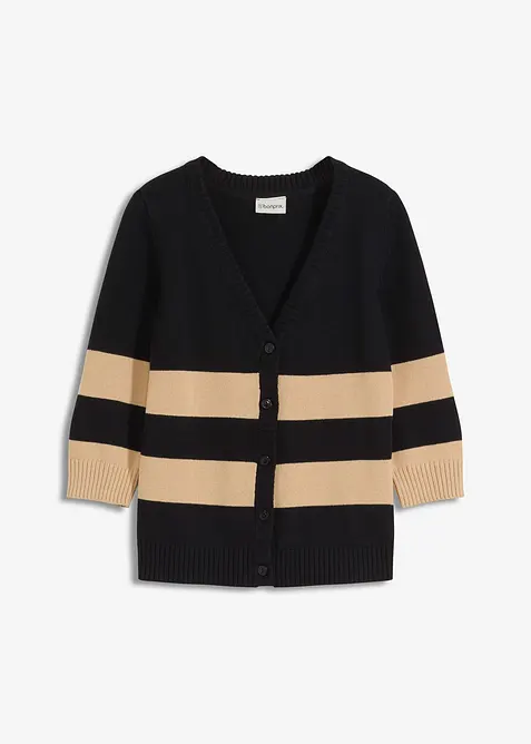 Cardigan in maglia di cotone a righe, bonprix