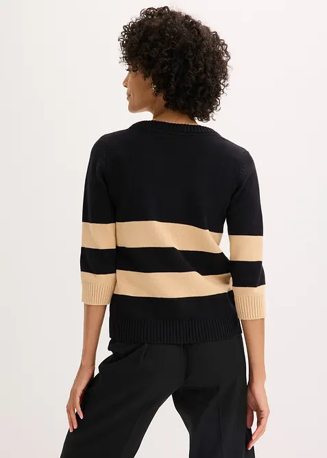 Cardigan in maglia di cotone a righe, bonprix