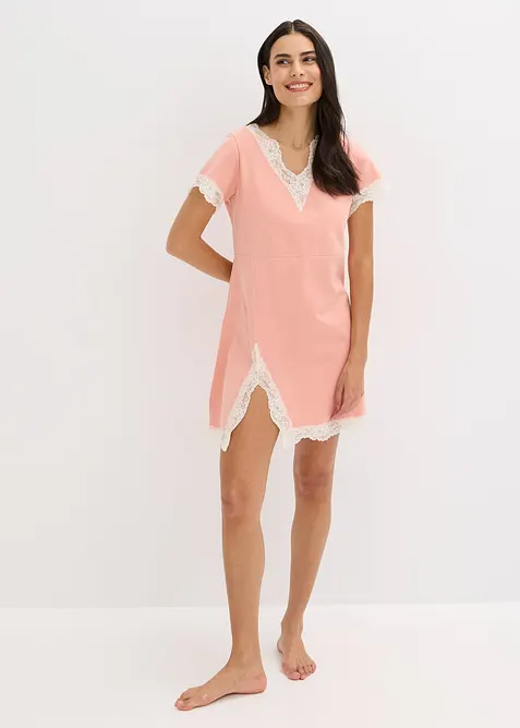 Camicia da notte corta con pizzo delicato, bonprix