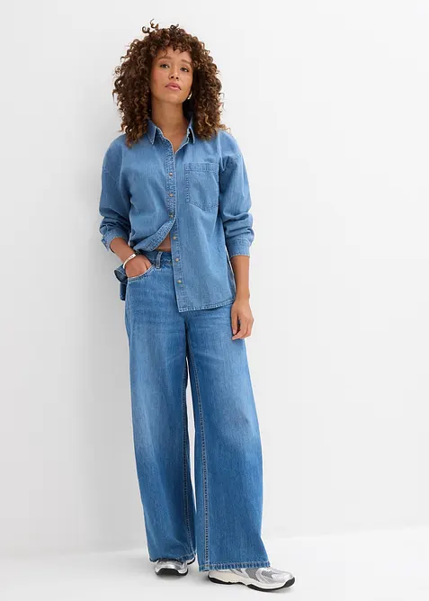 Camicia in jeans oversize in cotone biologico, bonprix