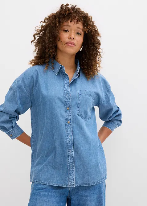 Camicia in jeans oversize in cotone biologico, bonprix