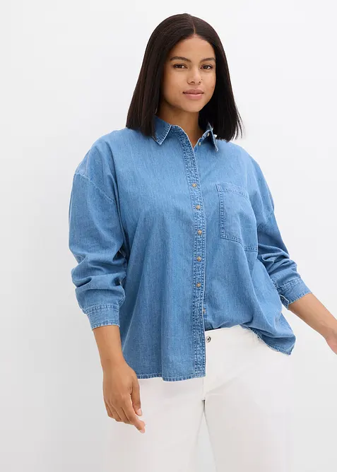 Camicia in jeans oversize in cotone biologico, bonprix