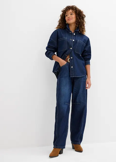 Giacca-camicia oversize in jeans di cotone biologico, bonprix