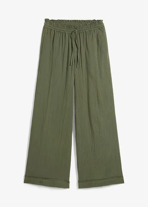 Pantaloni con elastico in vita in mussola vaporosa, bonprix