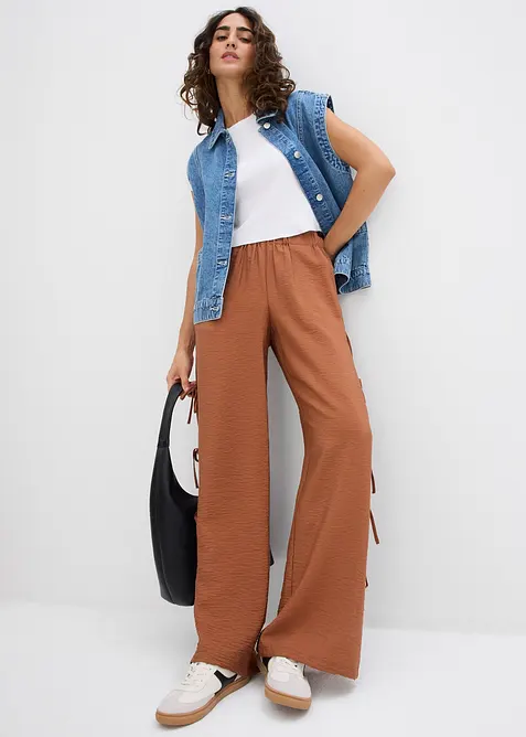 Pantaloni con elastico in vita e laccetti, bonprix
