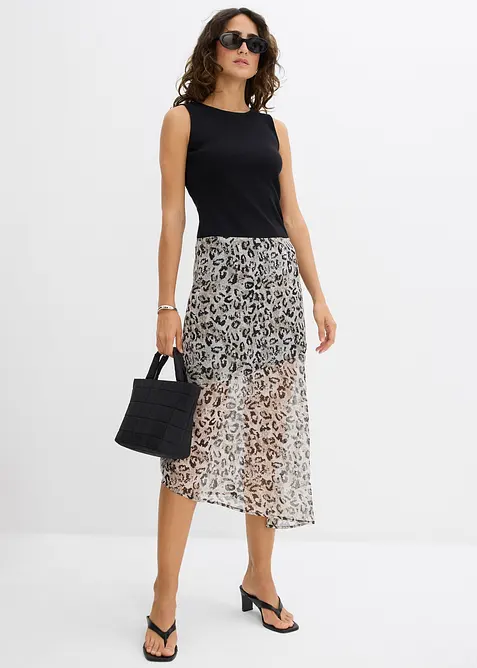 Gonna midi in fine chiffon, bonprix