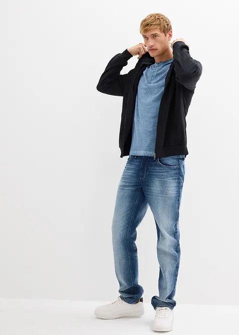 Maglia serafino a maniche lunghe in look lavato in puro cotone biologico, bonprix