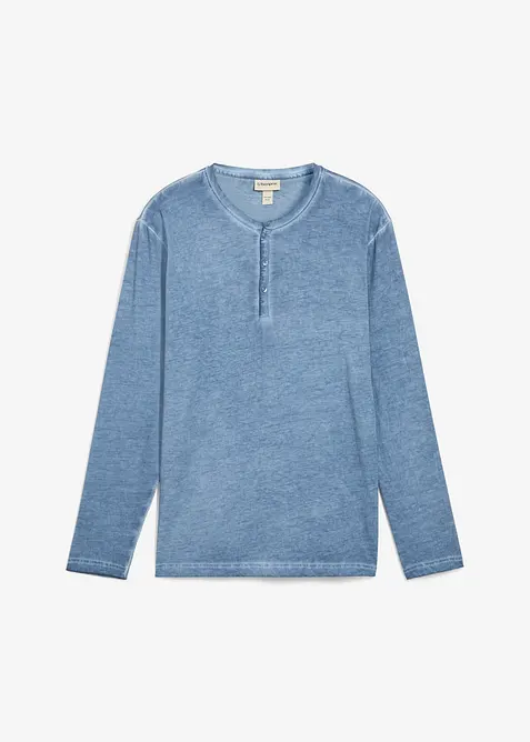 Maglia serafino a maniche lunghe in look lavato in puro cotone biologico, bonprix