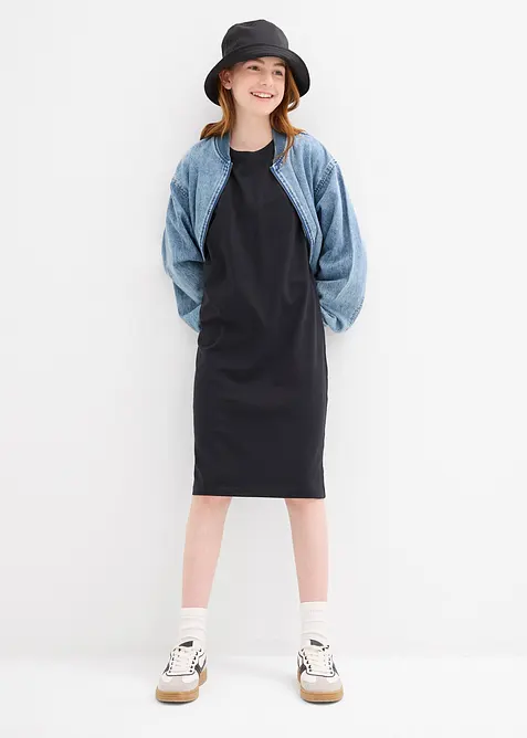 Abito di jersey in misto cotone biologico elasticizzato (pacco da 2), bonprix