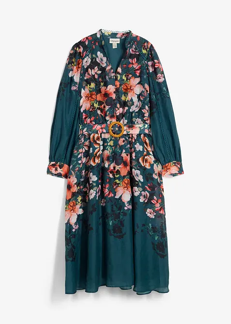 Abito midi in ramiè con cintura, bonprix