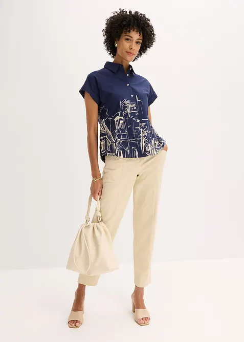 Camicetta a maniche corte in popeline di cotone, bonprix