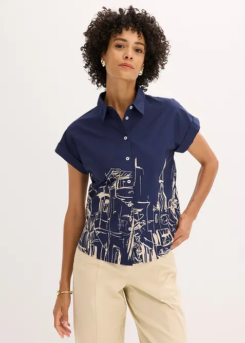 Camicetta a maniche corte in popeline di cotone, bonprix