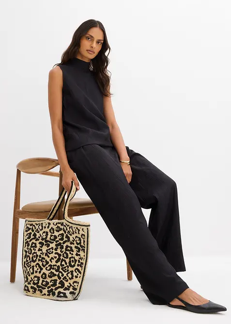 Top lungo in misto viscosa operato, bonprix