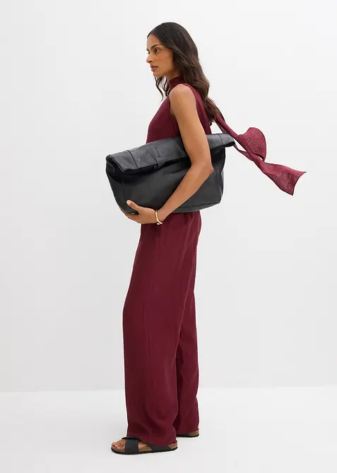 Pantaloni con elastico in vita in misto viscosa operato, bonprix