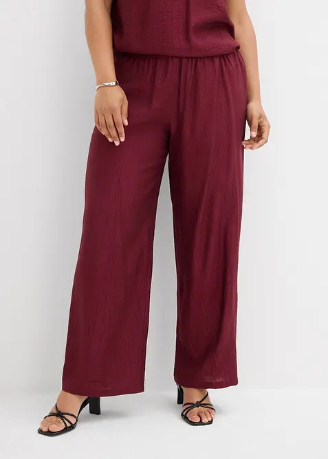 Pantaloni con elastico in vita in misto viscosa operato, bonprix