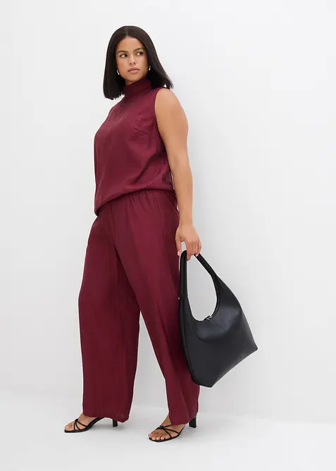 Pantaloni con elastico in vita in misto viscosa operato, bonprix