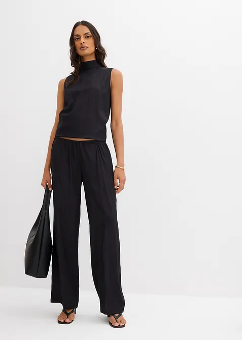 Pantaloni con elastico in vita in misto viscosa operato, bonprix