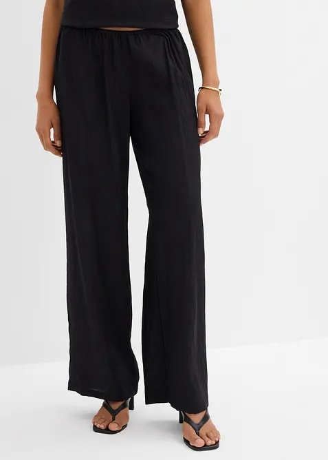 Pantaloni con elastico in vita in misto viscosa operato, bonprix