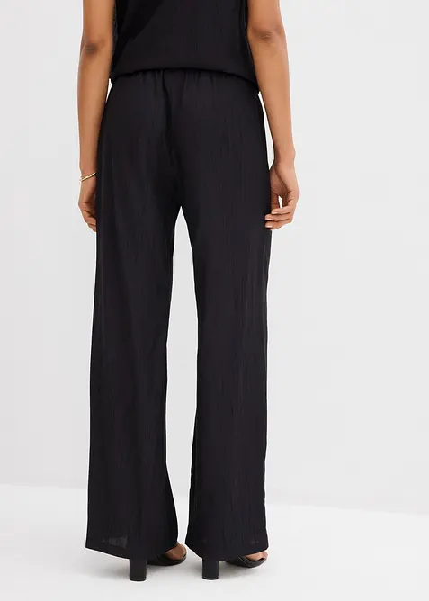 Pantaloni con elastico in vita in misto viscosa operato, bonprix