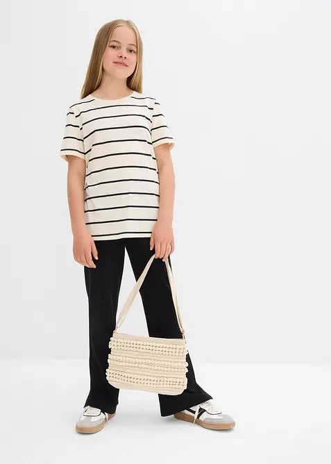 Pantaloni a gamba svasata in jersey elasticizzato misto con cotone biologico (confezione da 2), bonprix