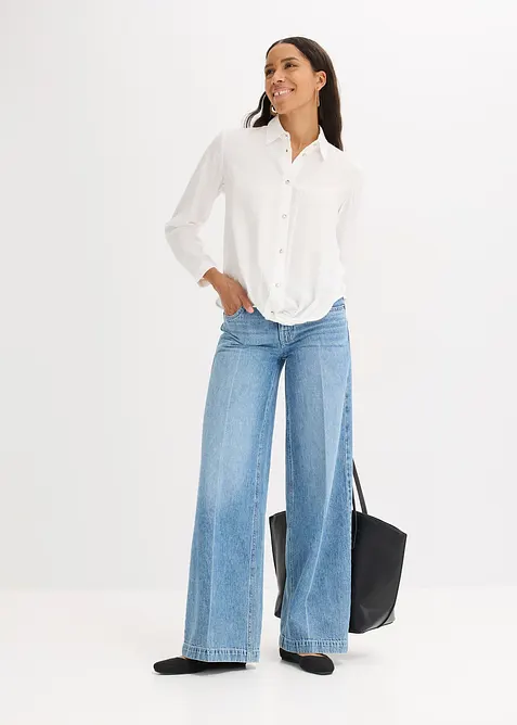 Camicetta con dettaglio attorcigliato in tessuto operato, bonprix