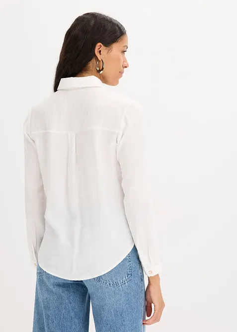 Camicetta con dettaglio attorcigliato in tessuto operato, bonprix