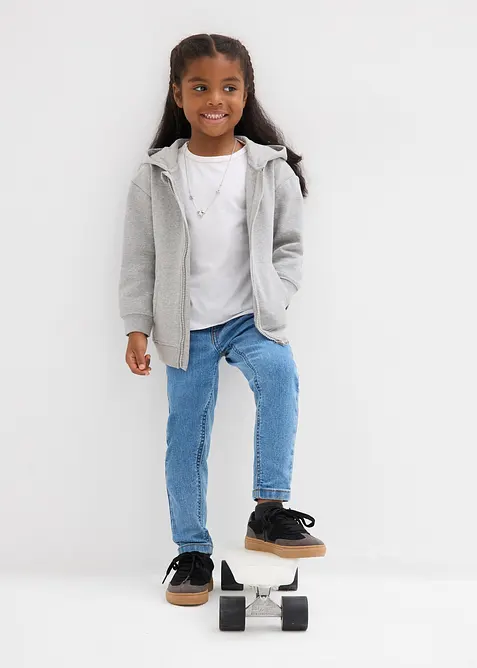 Felpa con zip e cappuccio in morbido misto cotone biologico, bonprix