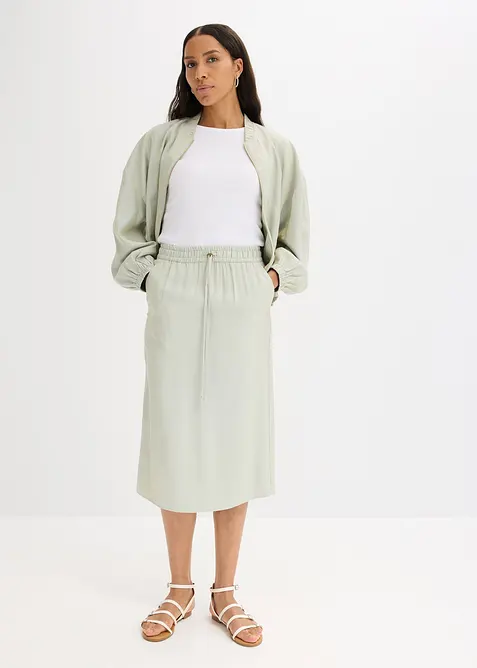 Gonna midi in satin lucido, bonprix