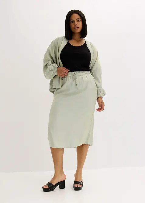 Gonna midi in satin lucido, bonprix