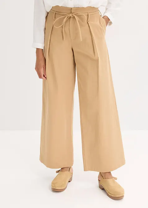 Pantaloni con pinces e cintura da annodare, bonprix