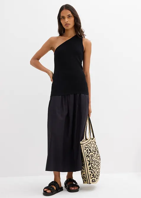 Top monospalla in maglia di misto viscosa, bonprix