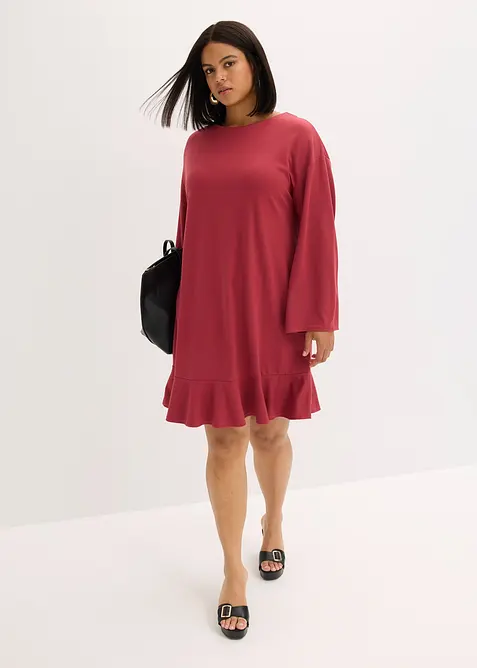 Abito corto con volant in punto di Roma, bonprix