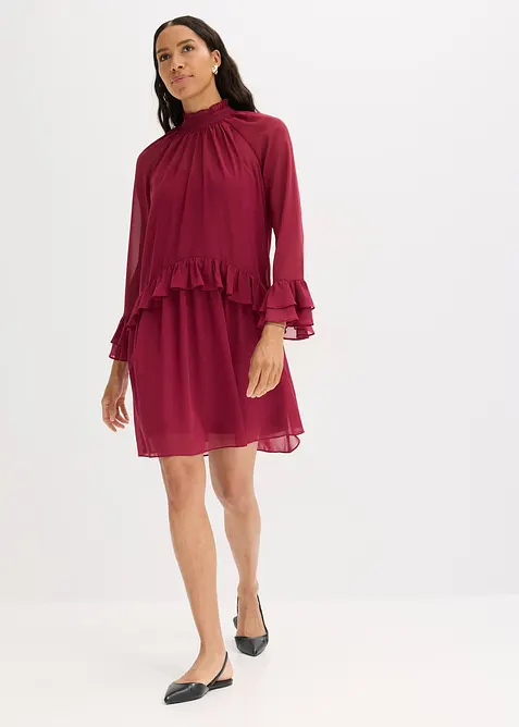 Abito di chiffon con volant, bonprix