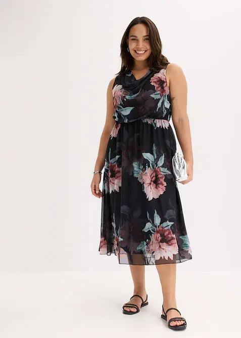 Abito midi in morbido mesh, bonprix