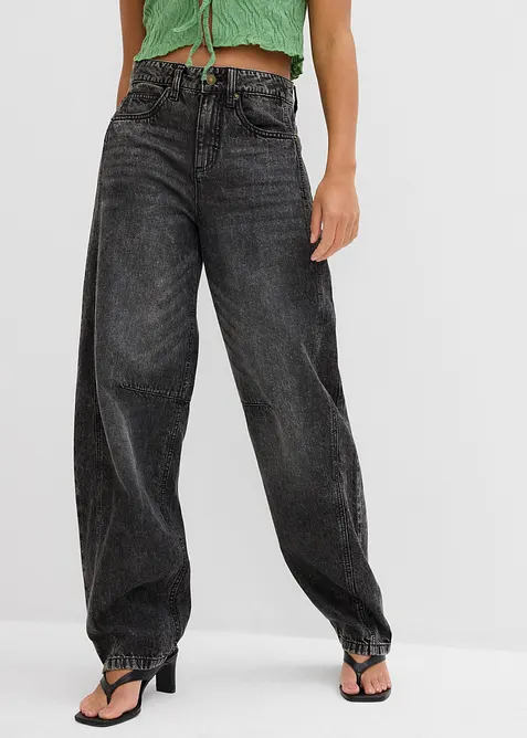 Jeans barrel super soft, vita media, bonprix