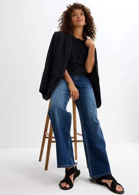 Jeans straight, vita media, bonprix