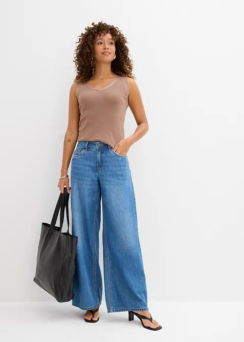 Jeans wide leg, vita media, bonprix