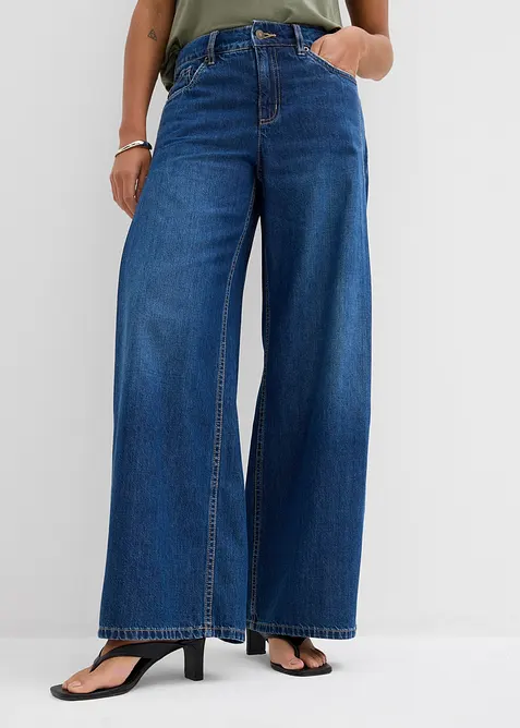 Jeans wide leg, vita media, bonprix