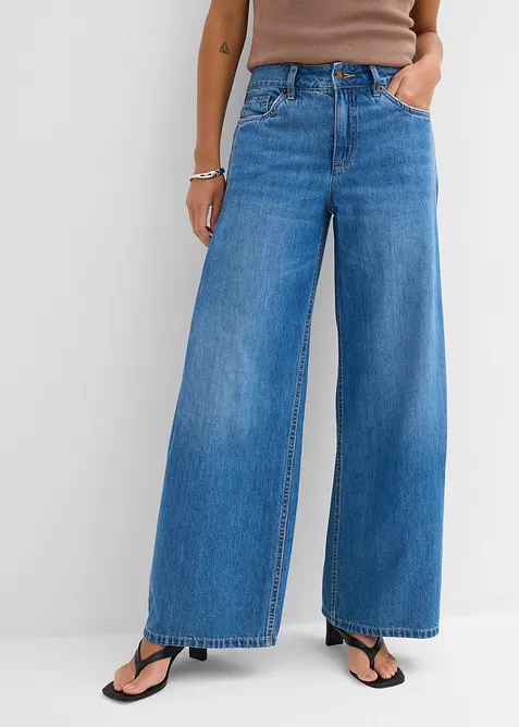 Jeans wide leg, vita media, bonprix