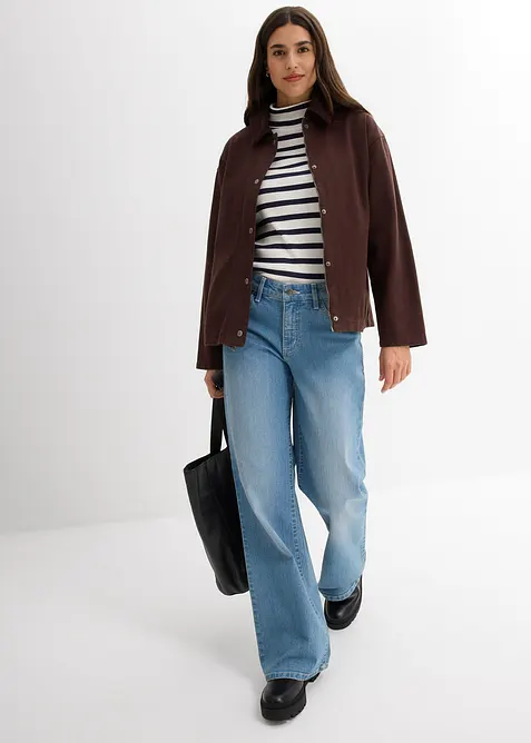 Giacca leggera in twill con colletto in velluto, bonprix