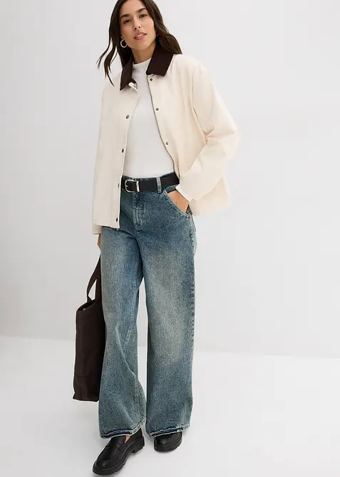 Giacca leggera in twill con colletto in velluto, bonprix