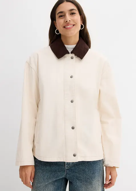 Giacca leggera in twill con colletto in velluto, bonprix