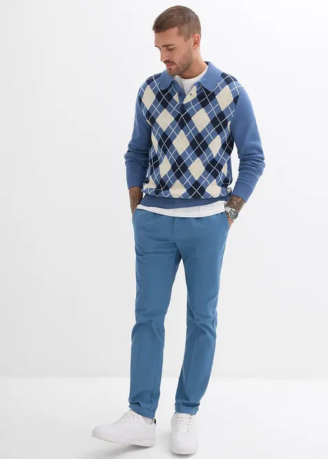 Pantaloni regular fit in twill di cotone, con pinces e gamba dritta, bonprix