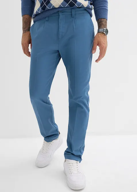 Pantaloni regular fit in twill di cotone, con pinces e gamba dritta, bonprix