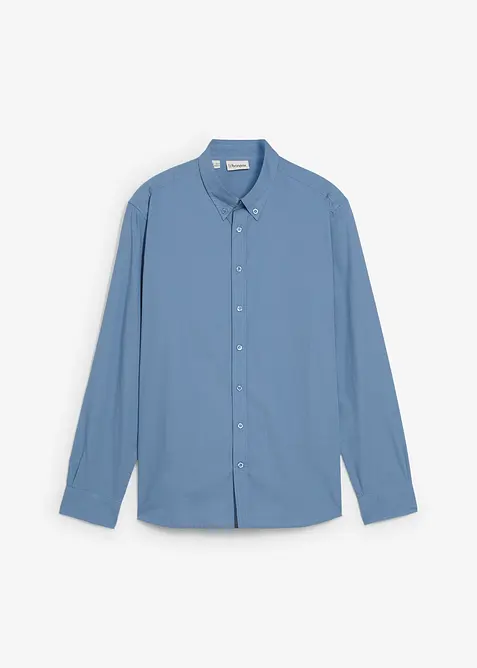 Camicia in puro cotone a maniche lunghe con toppe ai gomiti, bonprix